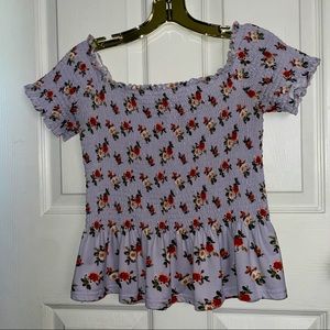 Orange Kiss Purple Floral Crop Top
